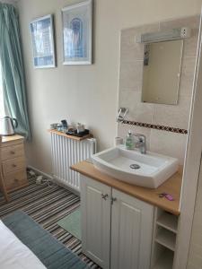 a bathroom with a sink and a mirror at Four Seasons Guest House in Canterbury