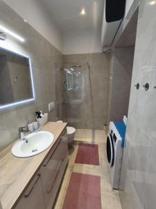 a bathroom with a sink and a shower and a toilet at Apartman Beti in Opatija +17 photos
