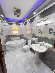 une salle de bain avec un lavabo, des toilettes et une baignoire dans l'établissement الشيخ زايد, à Sheikh Zayed