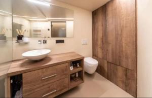 een badkamer met een wastafel en een toilet bij Santer Klause in Merano