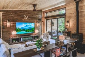 Un televizor și/sau centru de divertisment la Chalet Alpinot - Spa, Nature & Luxe dans les Montagnes !