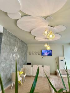 TV a/nebo společenská místnost v ubytování AMĀIA Hotel & Restaurant