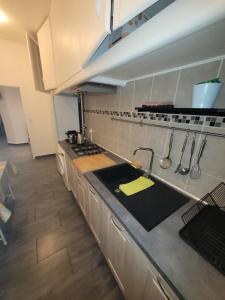 マルセイユにあるle reformé pour 6 personnesのシンクとカウンタートップのあるキッチン