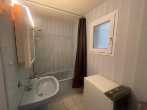 Koupelna v ubytování Charmant T2 avec Garage, Balcon Sud, à 250m Plage et 350m Marché Arago - FR-1-92-575