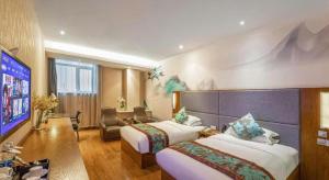 Postel nebo postele na pokoji v ubytování Pae Hotel Suzhou Jinjihu Industrial Park Central Business District + 240 fotografií