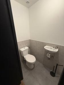 a bathroom with a toilet and a sink at L échappée verte - 6 voyageurs - 2 chambres in Barr +1 photo