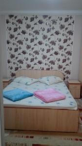 1 dormitorio con 1 cama con 2 almohadas en Vila Emy Constanta, en Constanţa