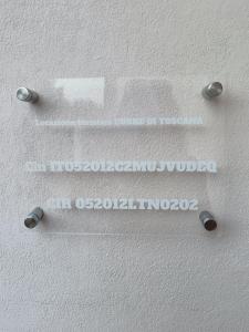 three signs on the ceiling of a room at Cuore di toscana in Colle Val D'Elsa