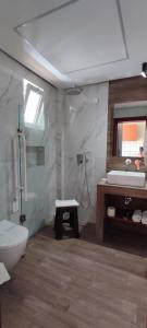 a bathroom with a toilet and a sink at Amalia in Paleo Tsifliki