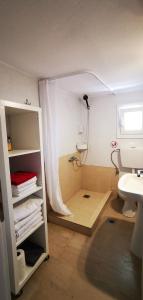 un piccolo bagno con un water e un lavandino di Thalassa apartment Perea a Perea Altre 21 foto