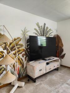 Televisor o centre d'entreteniment de KAY LA DOUCE villa 4 chambres piscine à 200m de la plage
