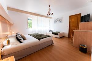 a bedroom with a bed and a television in a room at Hotel Arena le Refuge in Corte