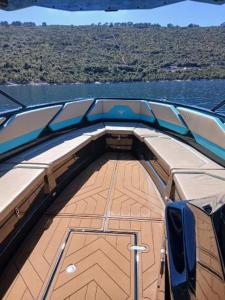 a view of the inside of a boat on the water at Raptor in Dubrovnik
