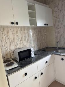 Kuchyň nebo kuchyňský kout v ubytování Hotel Vegas