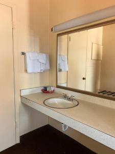 a bathroom with a sink and a mirror at Deavers motel in Grove Hill