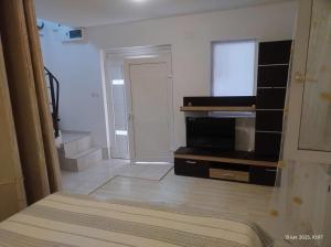 een kamer met een bed en een televisie op een dressoir bij Vila Ani in Techirghiol