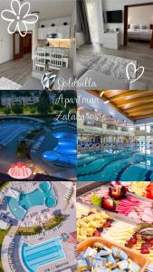 a collage of photos of a swimming pool at Goldvilla Apartman in Zalakaros