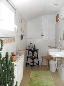 a bathroom with a sink and a cactus at Gästezimmer Waldblick am Nürburgring in Wimbach +37 photos