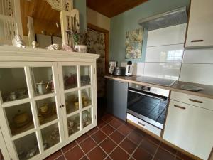 a kitchen with a white cabinet and an oven at Casa Buchenweg in Schotten