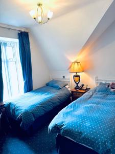 a bedroom with two beds and a window at The Villa Hamilton in Hamilton