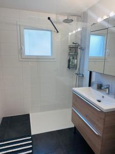 a bathroom with a shower and a sink at 2 Pieces - Cosy - Parking Securisé in Gradignan +5 photos