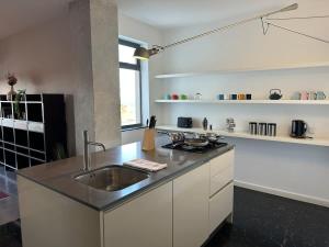 パーチャビルにある3BR Free Parking Near Sandy Beach Pacevilleのシンクとカウンターのあるキッチン