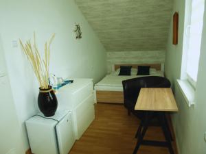 Uma cama ou camas num quarto em Zibi i Pod Topolami