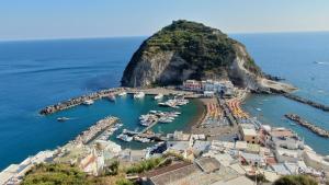 an aerial view of a harbor with boats in the water at Casa Giusto Ischia 3 in Ischia Town