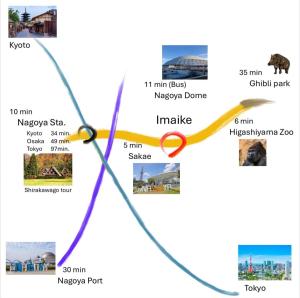 a map of ayeyarwady sights and landmarks at 29Nooks ナチュラル in Nagoya