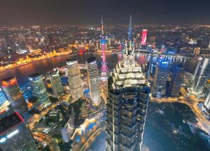 上海景观或在酒店看到的城市景观