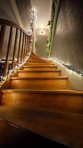 a set of stairs with lights on them at Jurassic Lodge, le repaire des dinosaures in Rosnay +3 photos