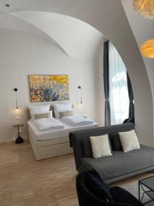 Ένα ή περισσότερα κρεβάτια σε δωμάτιο στο Salinenblick