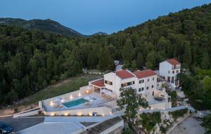 une vue aérienne d'une maison avec piscine dans l'établissement Villa Mikic by Villas Guide, à Slivno Ravno