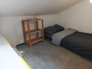a small room with a bed and a book shelf at Loft ViaRhôna, Grand loft en Centre-Ville in Lyon +21 photos