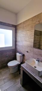 un bagno con un water e un lavandino di Athitos cozy Studios ad Áfitos