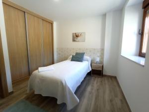 a small bedroom with a white bed and a window at LAR SANTIAGO Apartamentos y Dúplex - Parejas, Familias y Peregrinos in Santiago de Compostela +16 photos