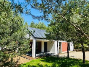 希莱辛Przystanek Nowa Ruda的前面有树木的小白色房子