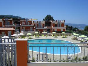 a view of a swimming pool on top of a building at 35G Borgonovo in Pizzo