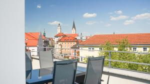 Μπαλκόνι ή βεράντα στο Panorama Stadtblick Penthouse 105qm Maisonette Oldtown