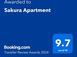 Certyfikat, podpis lub inny dokument wystawiony w obiekcie Sakura Studio Apartment
