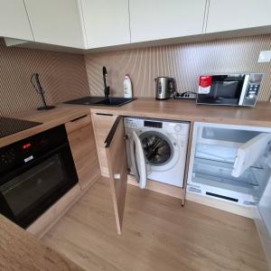 Kuchyň nebo kuchyňský kout v ubytování Krátkodobý prenájom garsónky blízko centra mesta