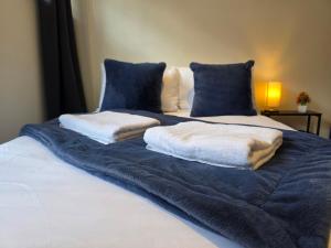 a bed with two pillows on top of it at Modern Apartment 8 in Town Centre in Ipswich