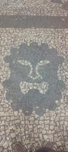 a shadow of a bear on a cobblestone street at Lapa Casa Hostel in Rio de Janeiro