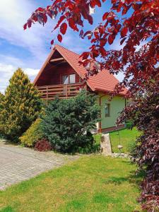 a house with a green and red roof at Sielski Domek pod Karpaczem in Miłków