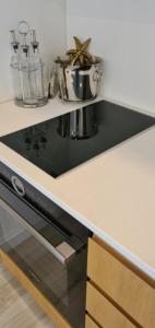 a kitchen counter with a stove top oven at CityHeart Apartment in Nikšić