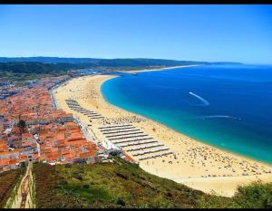 an aerial view of a beach with crowds of people at Casa Ferreira em Fátima in Fátima