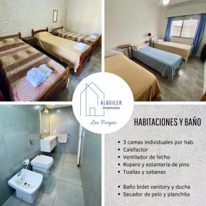 a collage of three pictures of a room with beds at Alquiler Temporario Las Parejas in Las Parejas +14 photos