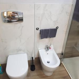 a white bathroom with a toilet and a sink at La brezza del mare ANTONIO COSTANTINI APPARTAMENTO in Cupra Marittima +52 photos