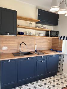 Kuchyň nebo kuchyňský kout v ubytování Apartament KOJA nad jeziorem Ukiel