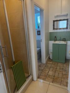 戈尔韦Rose Cottage的带淋浴、马桶和水槽的浴室 更多29张照片